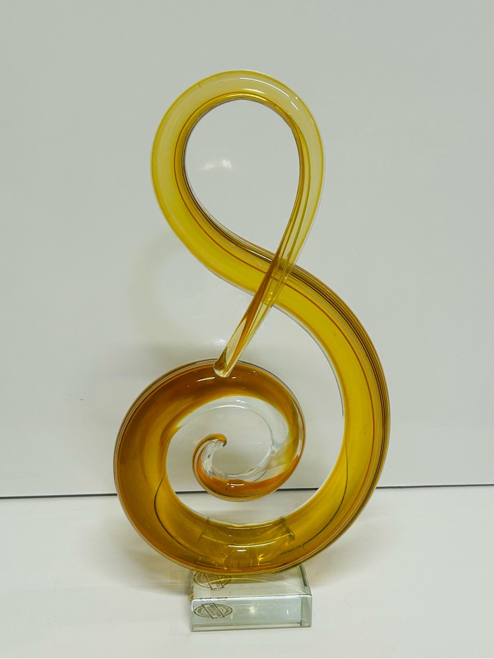 Beautiful Hand Made Glass Treble Clef Music Note Figurine